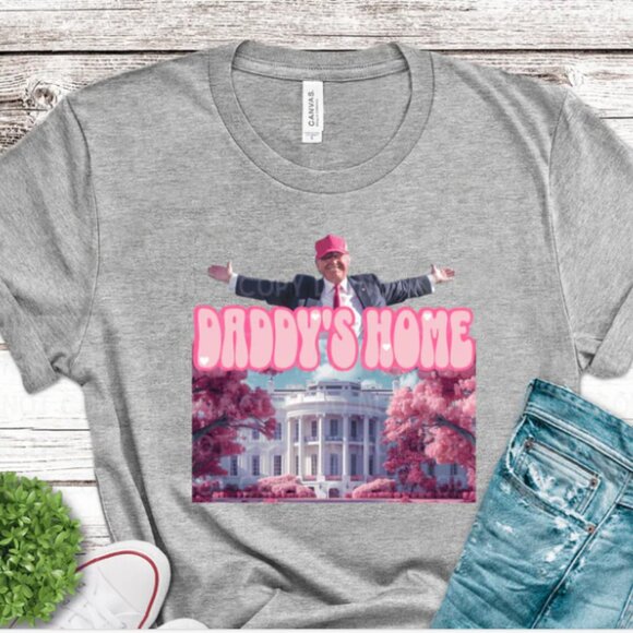 Trump Daddy's Home Bella Canvas HEATHER GREY Tshirt Sizes Small-XL - Picture 1 of 2